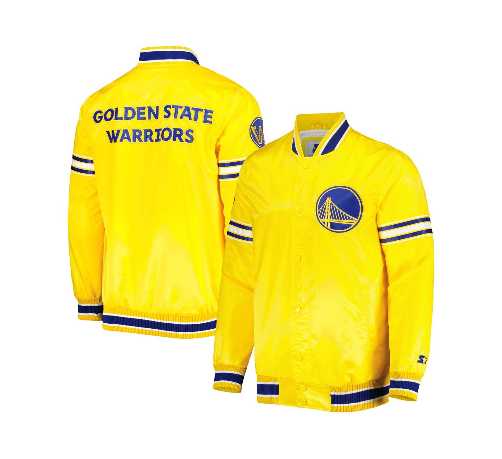 Мужская университетская куртка Starter Gold Golden State Warriors Slider Satin Full-Snap