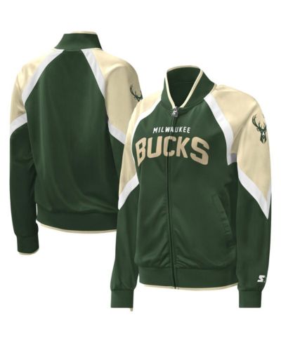 Женская спортивная куртка Starter Hunter Green Milwaukee Bucks Slam Dunk Raglan Full-Zip
