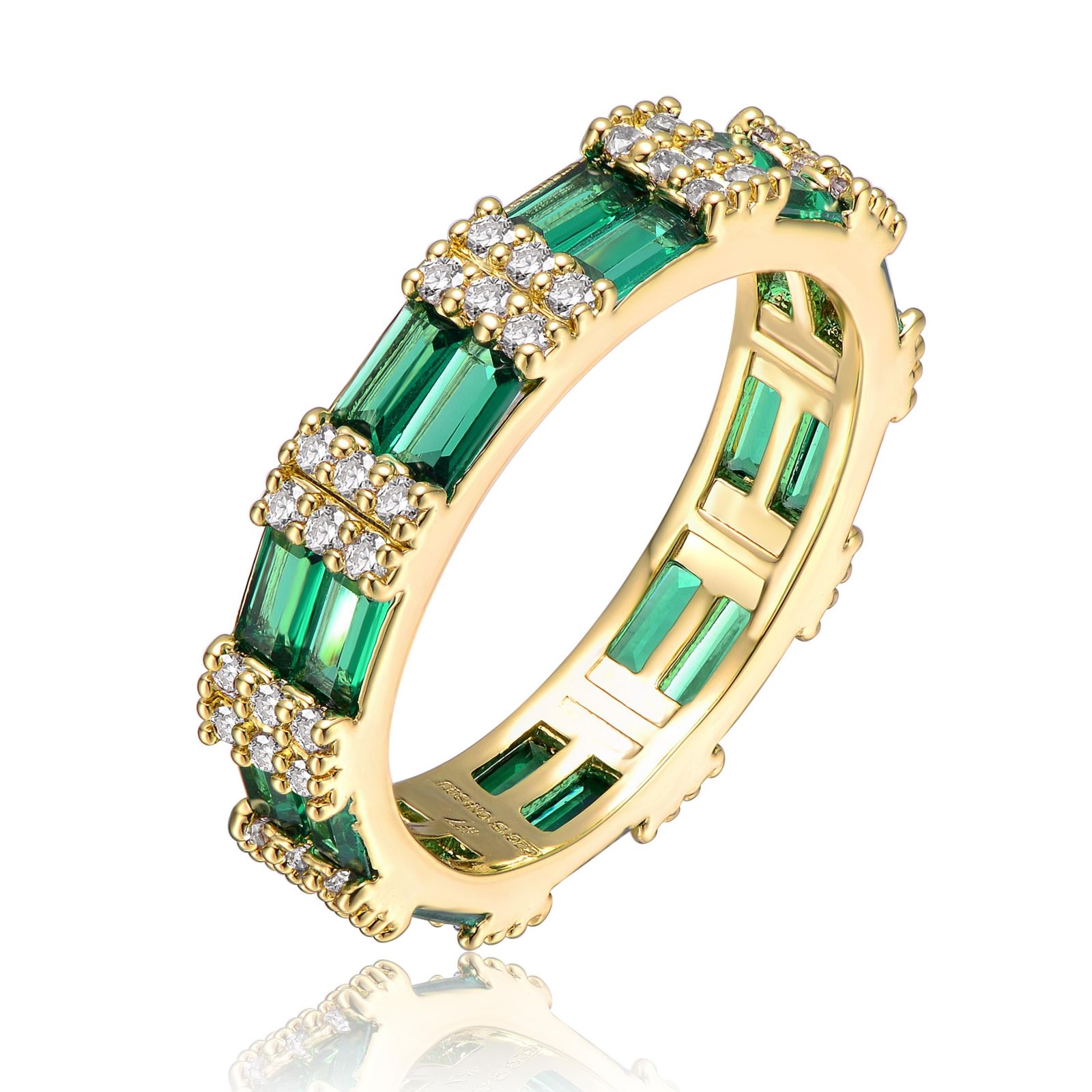 Rachel Glauber кольцо Eternity с напылением 14k Gold, зеленым и кубическим цирконием