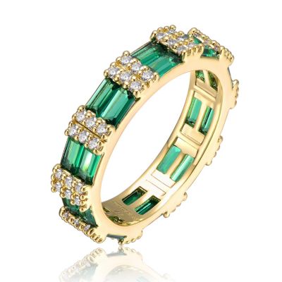 Rachel Glauber кольцо Eternity с напылением 14k Gold, зеленым и кубическим цирконием