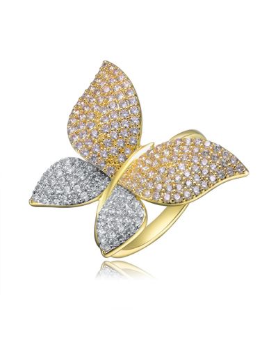 Кольцо Rachel Glauber Dazzling 14k Gold Plated CZ Pave Butterfly Statement