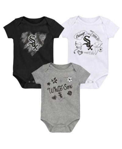 Детский комплект боди 3 шт. Chicago White Sox Black, White, Heathered Gray
