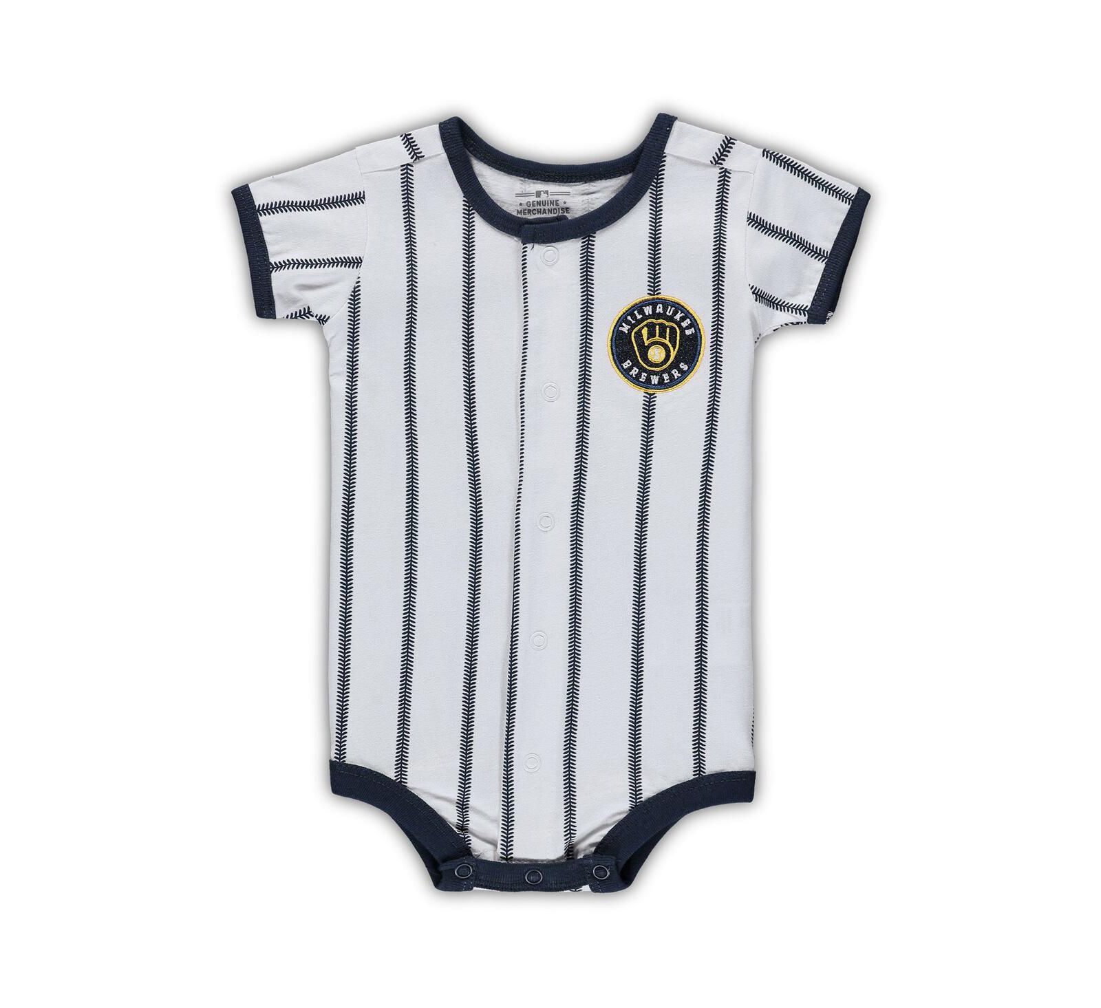 Детский боди Outerstuff White, Navy Milwaukee Brewers Power Hitter с коротким рукавом для новорожденных