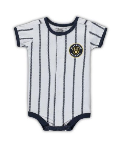 Детский боди Outerstuff White, Navy Milwaukee Brewers Power Hitter с коротким рукавом для новорожденных