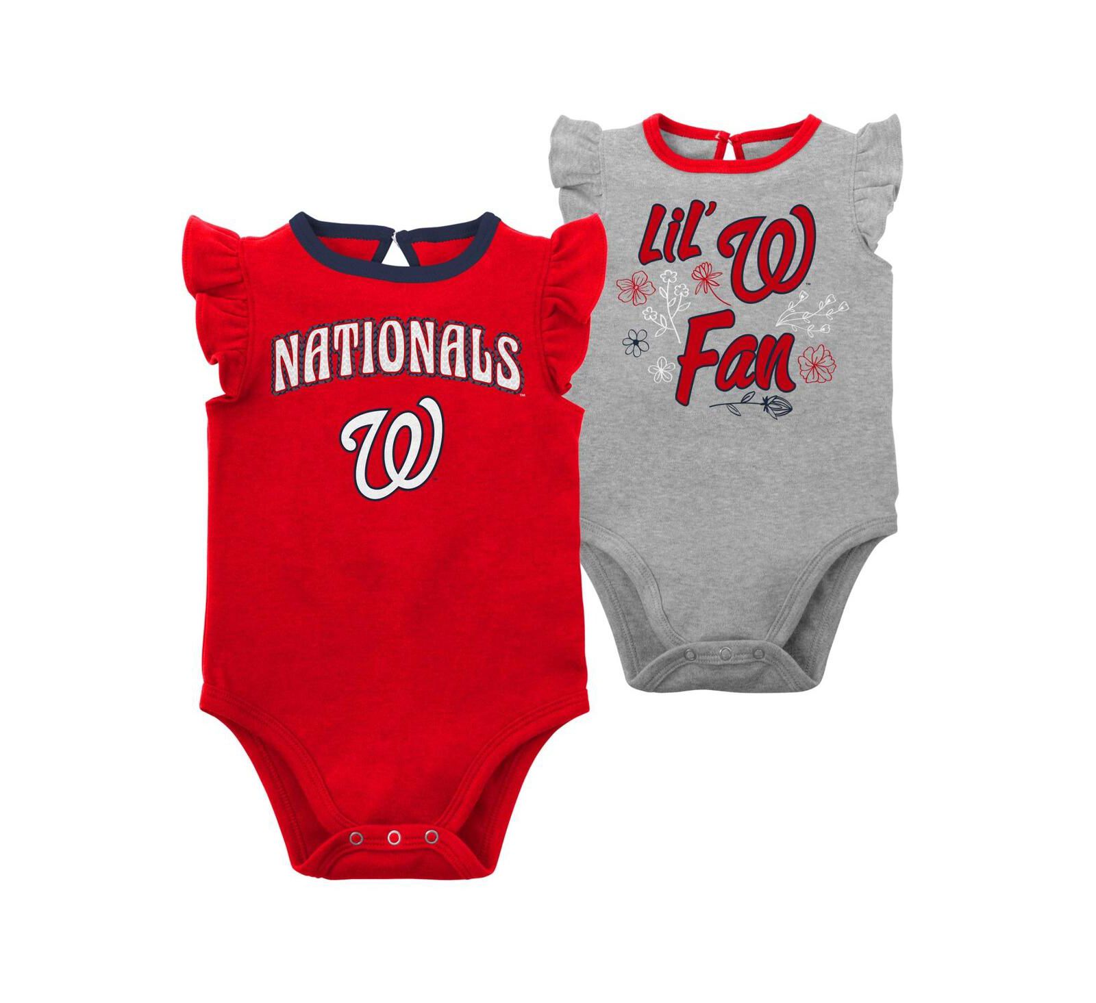 Outerstuff Комплект из 2 боди для младенцев (мальчиков и девочек), Washington Nationals, красный и серый меланж