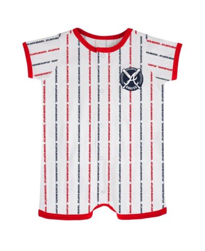 Newborn and Infant Boys and Girls White Atlanta Braves Ball Hitter Coverall