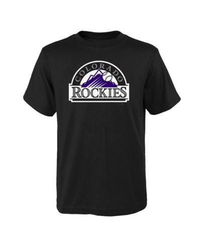 Big Boys and Girls Black Colorado Rockies Logo Primary Team T-shirt