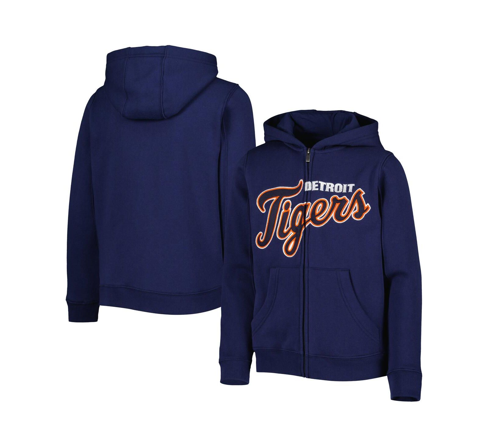 Детская флисовая толстовка на молнии Navy Detroit Tigers Wordmark