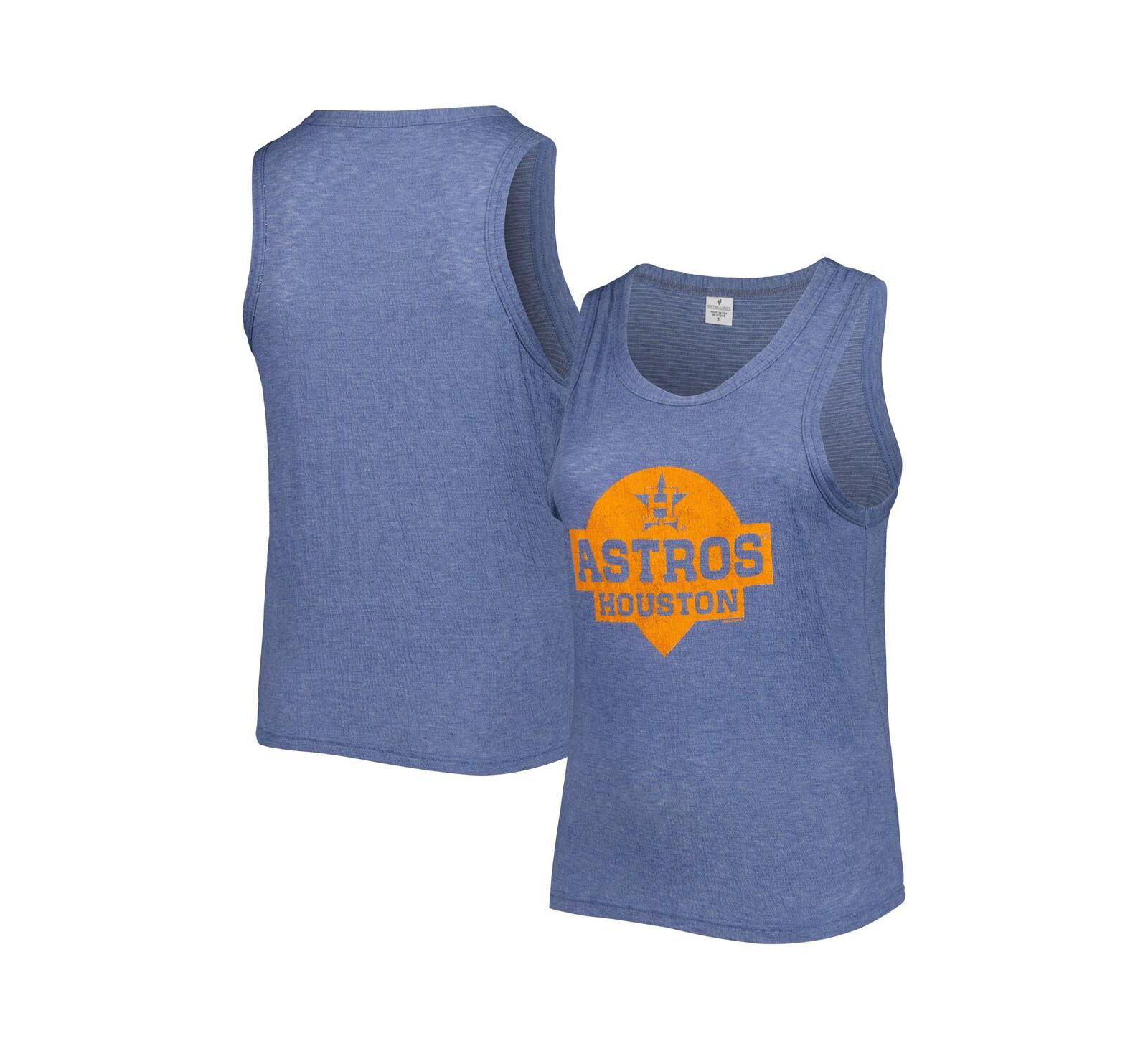 Женский топ Soft As A Grape Navy Houston Astros Plus Size High Neck Tri-Blend без рукавов