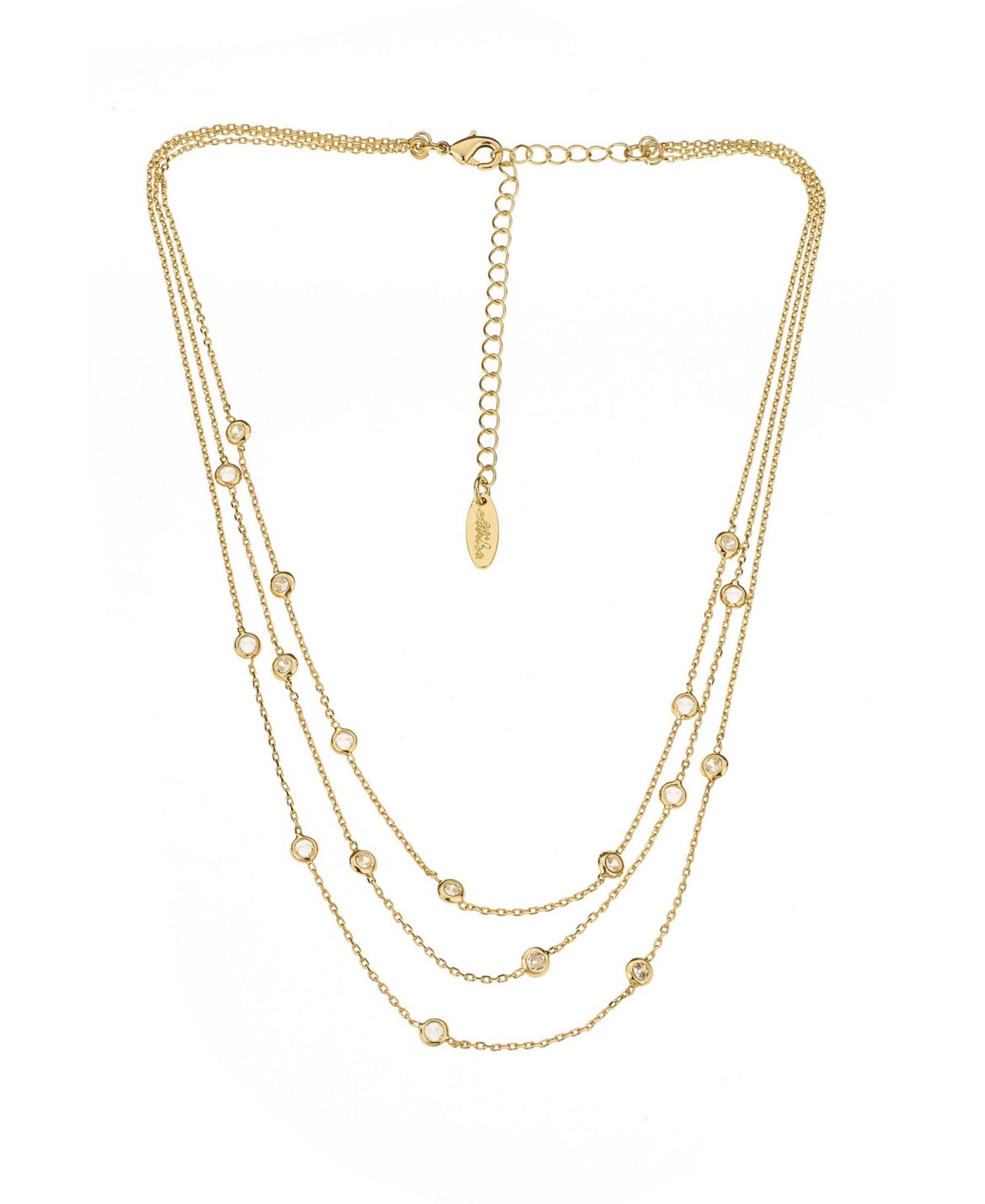 Колье ETTIKA Perfect Cubic Zirconia Dotted 18K Gold Plated Layered Necklace