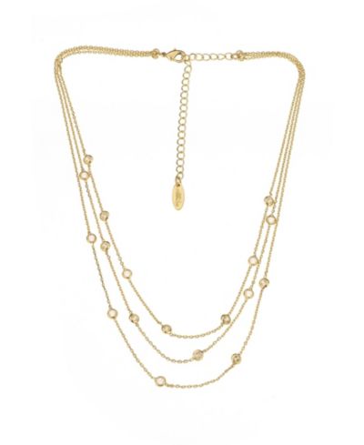 Колье ETTIKA Perfect Cubic Zirconia Dotted 18K Gold Plated Layered Necklace