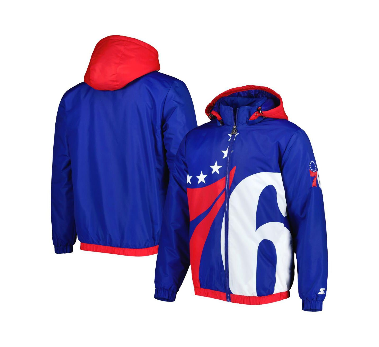 Men's Starter Royal Philadelphia 76ers The Triple Double Full-Zip Hoodie Jacket