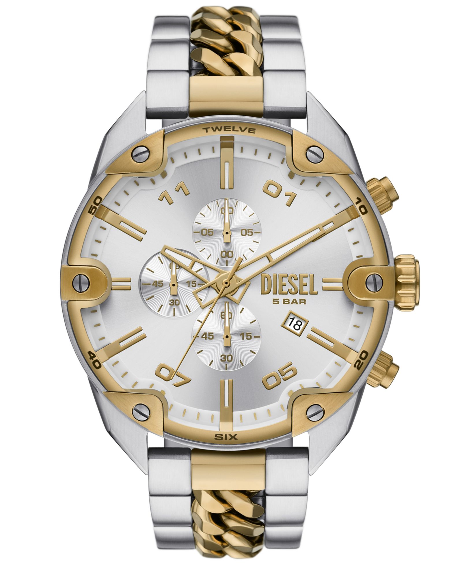 Мужские часы Diesel Spiked Chronograph Stainless Steel 49mm