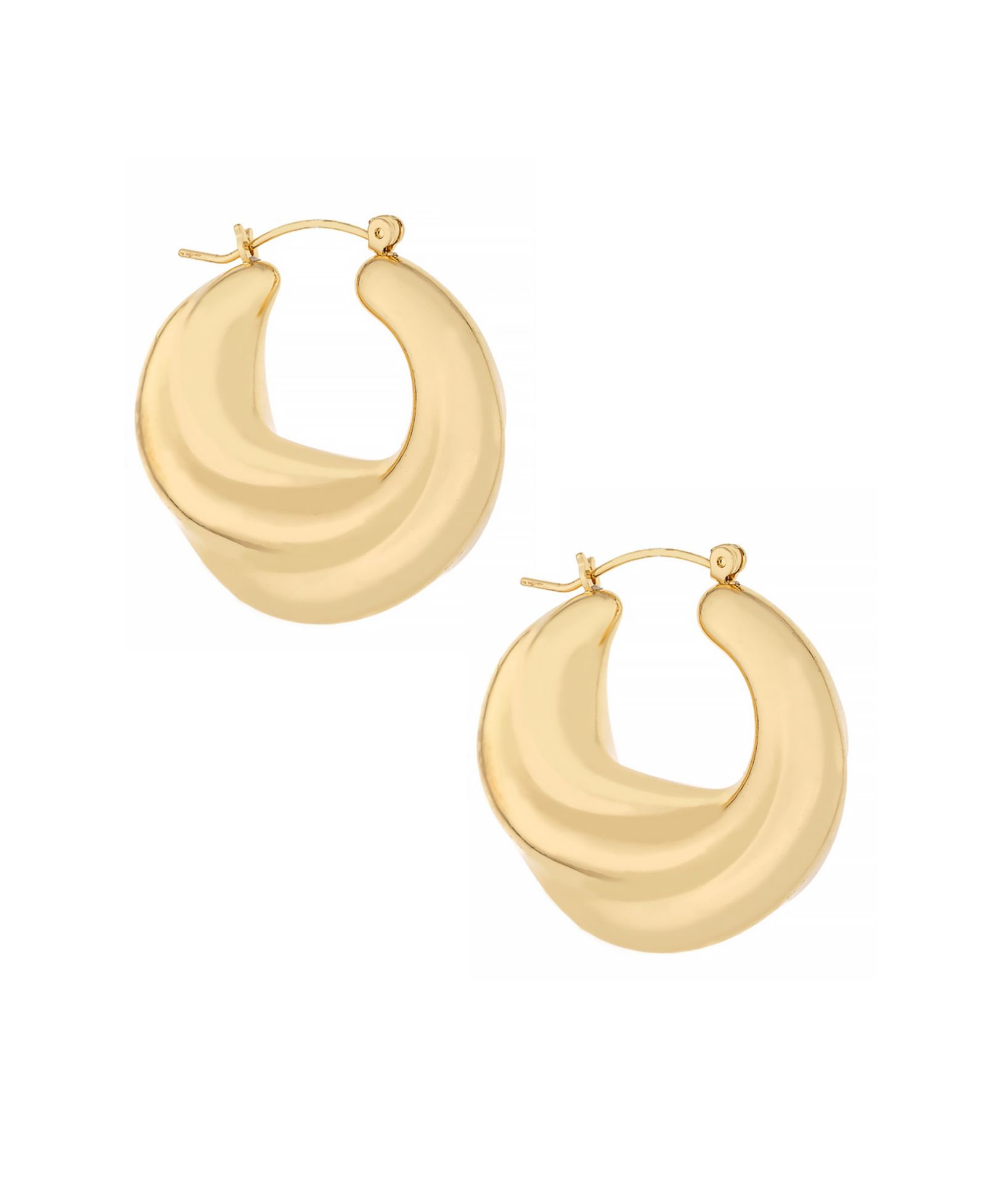 ETTIKA 18K Gold Plated Crescent Swirl Hoops Earrings