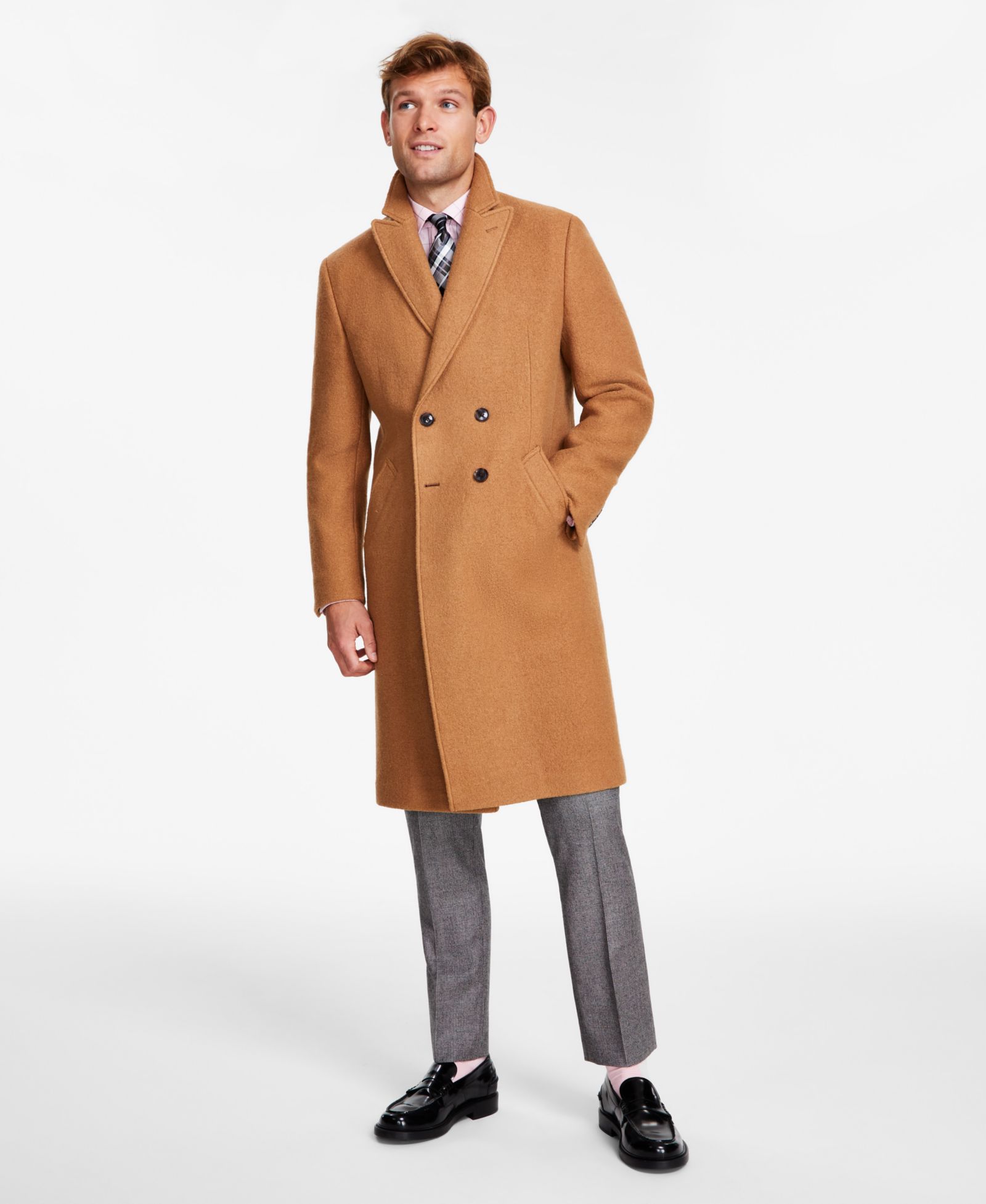 Tommy Hilfiger Мужской Overcoat Modern-Fit Solid Double-Breasted