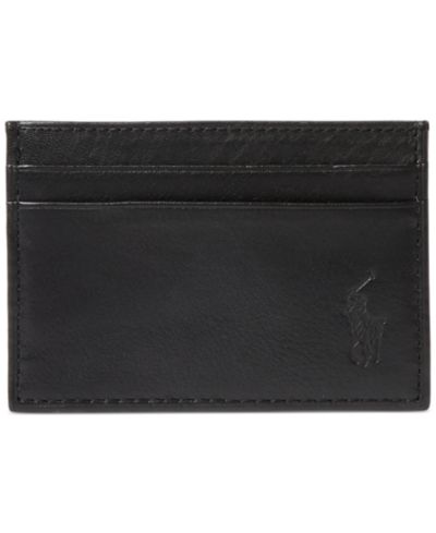 Мужской кожаный картхолдер и зажим для денег Polo Ralph Lauren Pebbled Leather