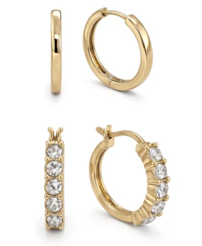 Комплект серег And Now This Crystal 18K Gold Plated Duo Hoop