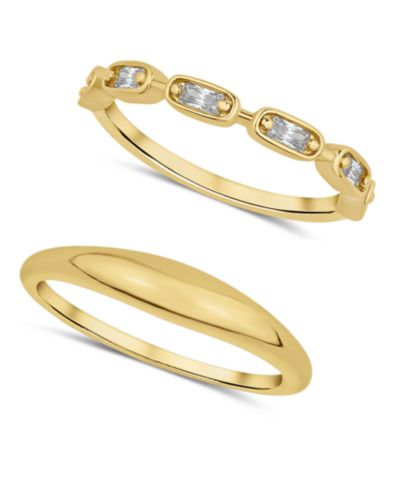 Комплект из 2 колец And Now This с кубическим цирконием и позолотой 18K