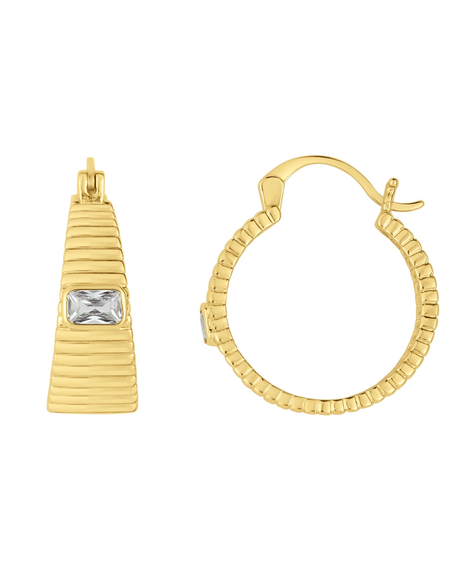 And Now This серьги-кольца с кубическим цирконием и золотым напылением 18K