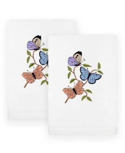 Набор полотенец для рук Linum Home Spring Butterflies Embroidered 100% Turkish Cotton, 30" x 16"