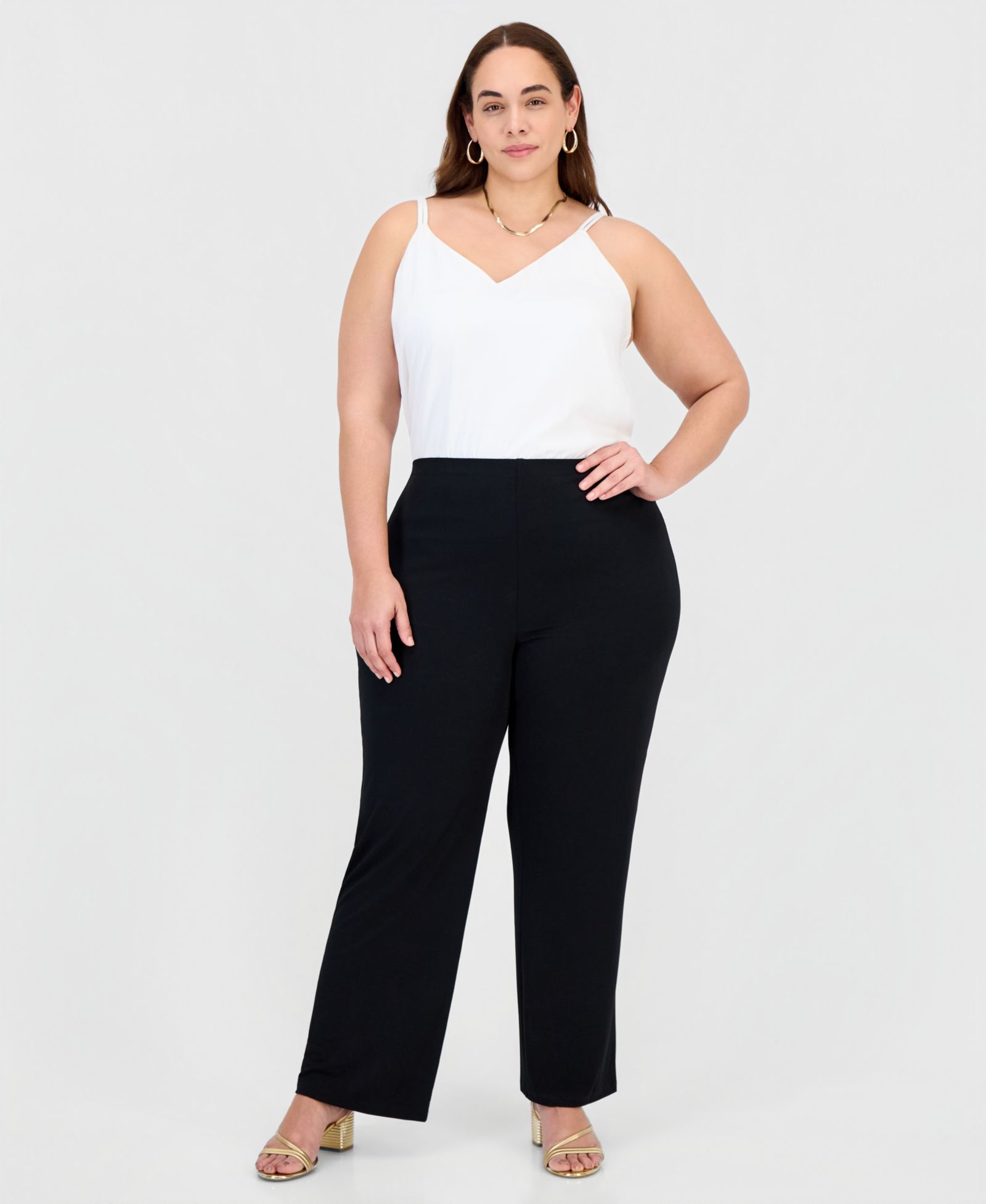 JM Collection Plus and Petite Plus Size Wide-Leg Pull-On Pants, Exclusively at Macy's