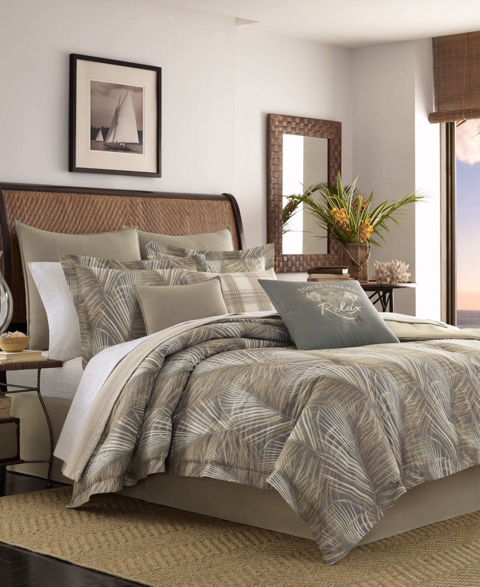 Tommy Bahama Home Raffia Palms Reversible Comforter Set, King