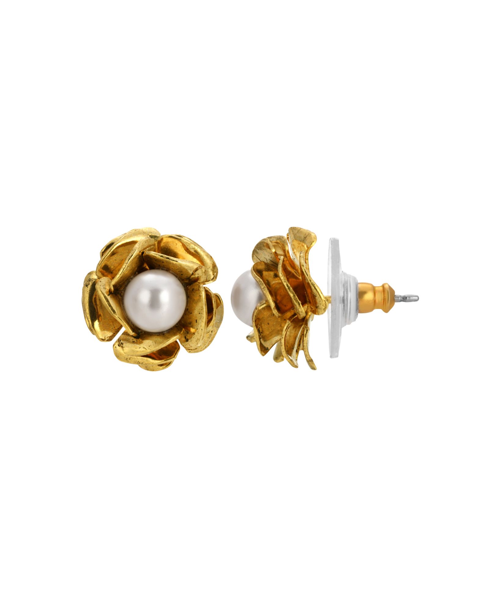 2028 Imitation Pearl Flower Button Earring