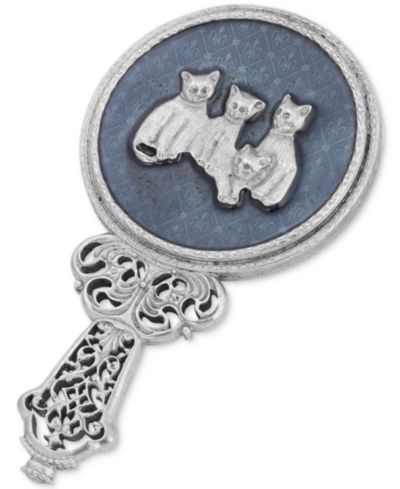Зеркало ручное 2028 Enamel Dark Blue Cats