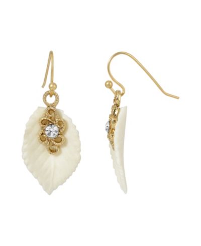 Серьги 2028 Crystal Ivory Leaf Drop