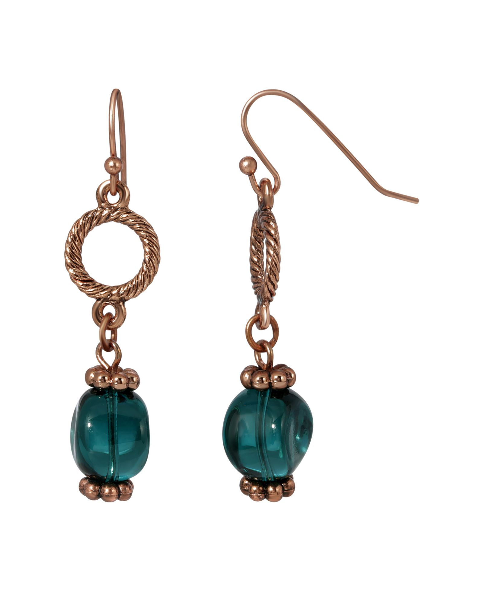 Серьги-подвески 2028 Glass Green Bead Drop
