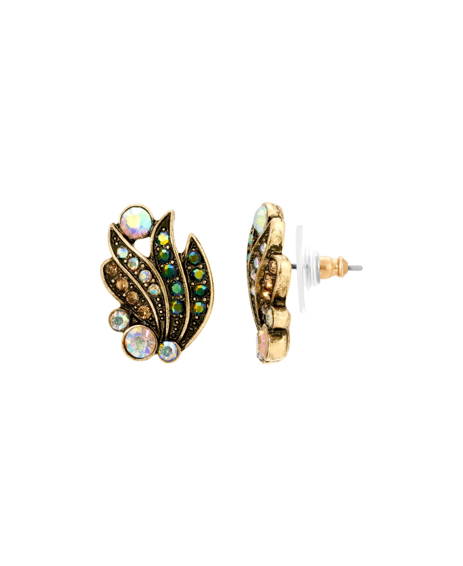 2028 Glass Multi AB Button Earrings