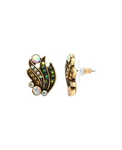 2028 Glass Multi AB Button Earrings