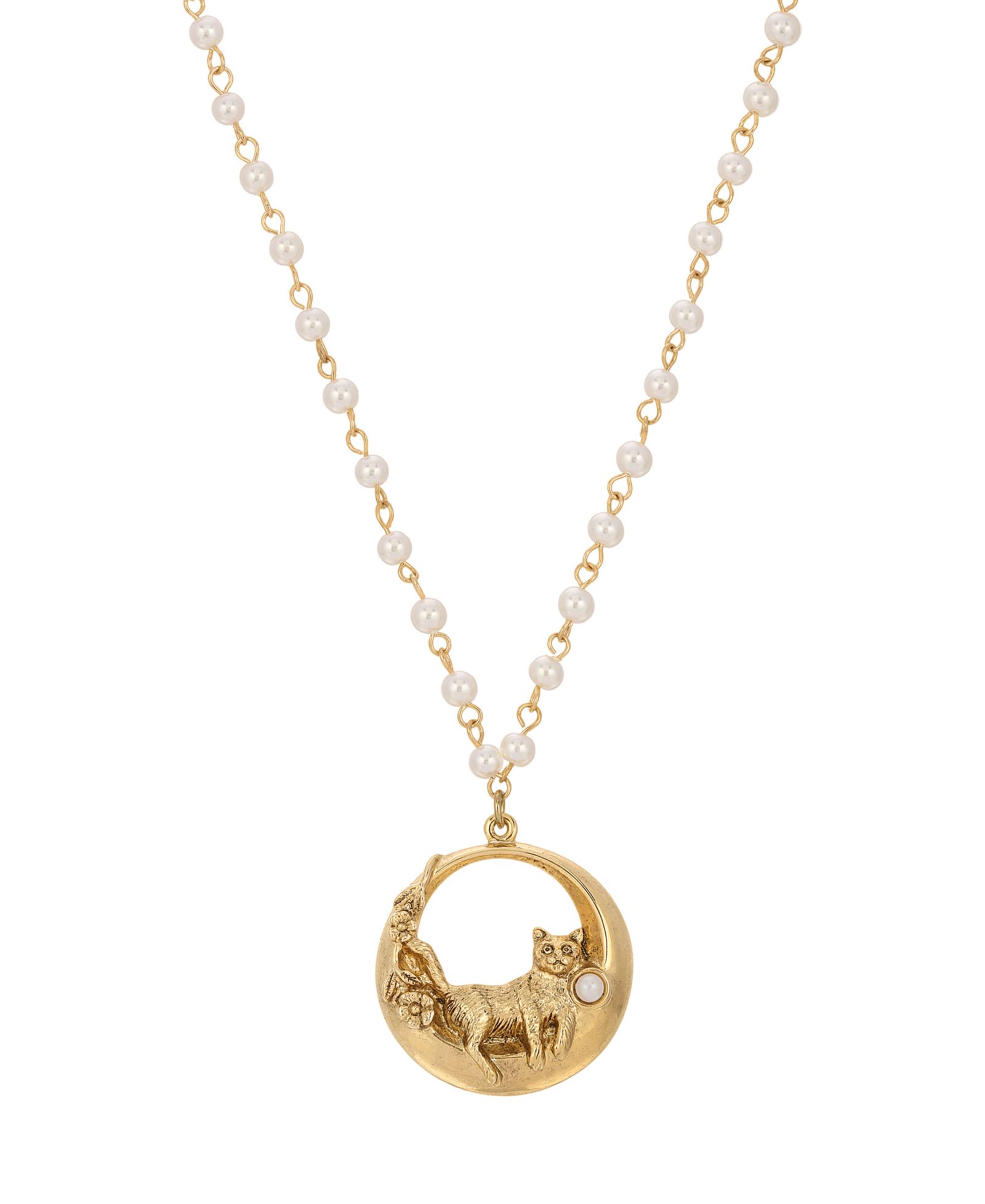 Ожерелье 2028 Imitation Pearl Cat Pendant
