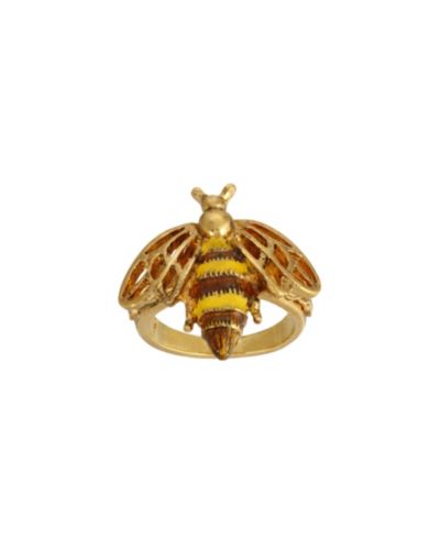 2028 Enamel Yellow and Brown Bee Ring Size 8