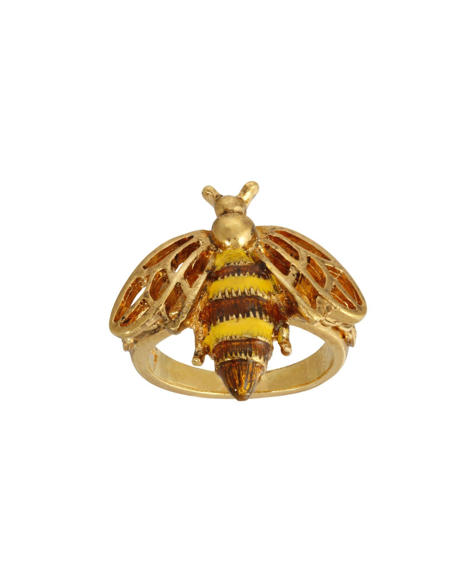 2028 Enamel Yellow and Brown Bee Ring Size 9