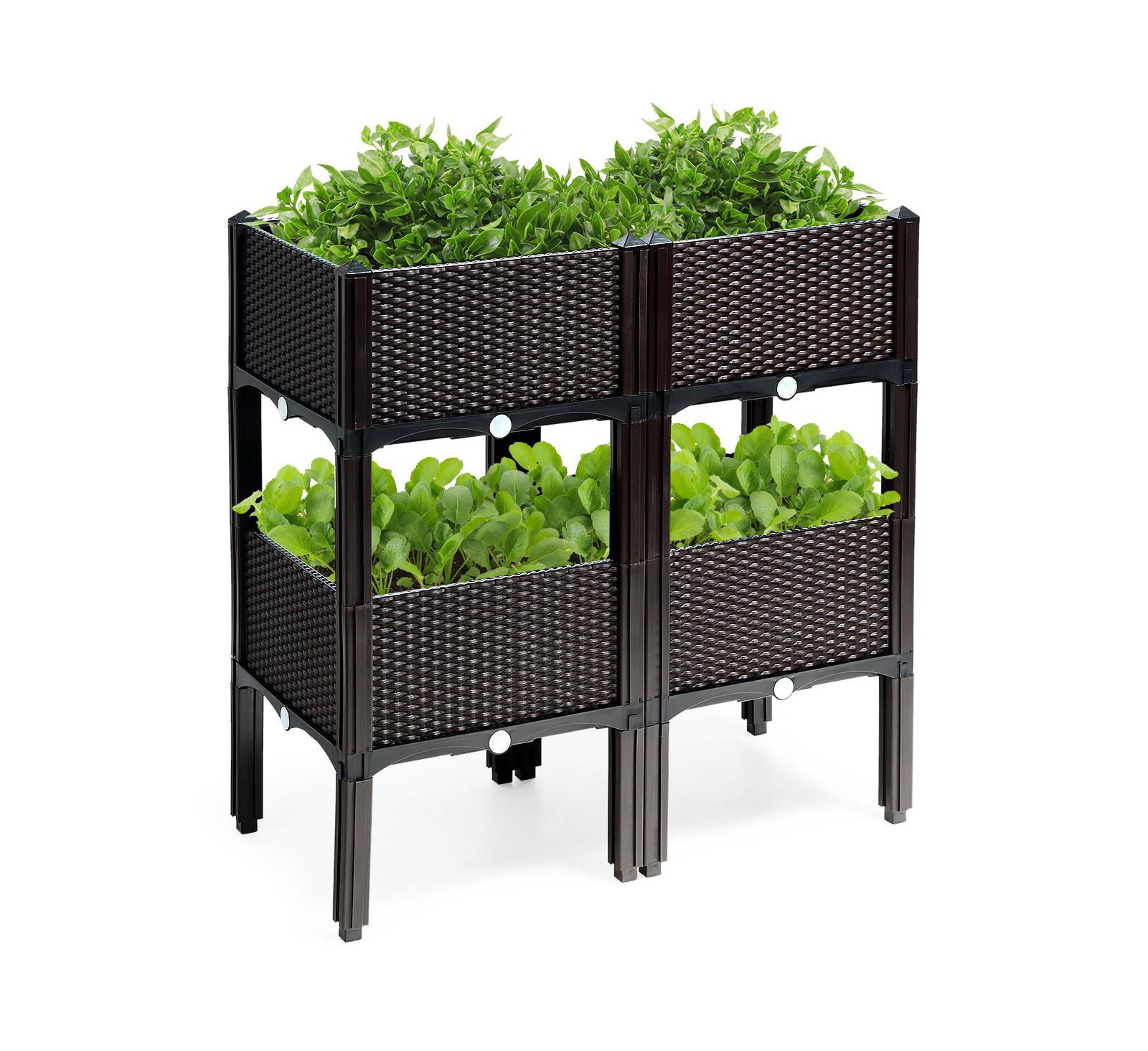 Set of 4 Raised Garden Bed Elevated Flower Vegetable Herb