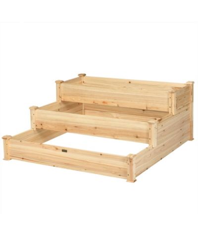 3 Tier Wooden Raised Garden Bed Planter Kit for Outdoor Gardening