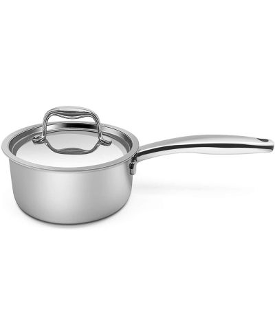 Mega Casa 3.5 Qt Stainless Steel Sauce Pan with Lid, 304 Stainless Steel Cooking Pot with Helper Handle, Oven Safe to 500°F, Gas & Electric Stovetop Compatible