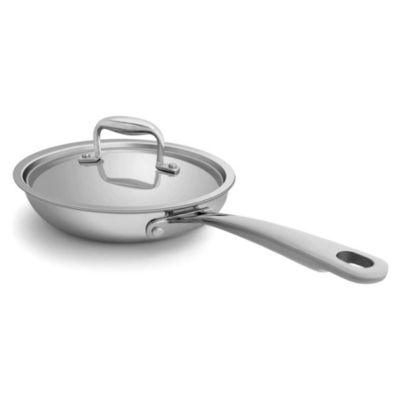 Mega Casa 8-Inch 18/8 Stainless Steel Fry Pan with Lid, Induction Compatible Skillet, Oven Safe to 450°F, Dishwasher Safe