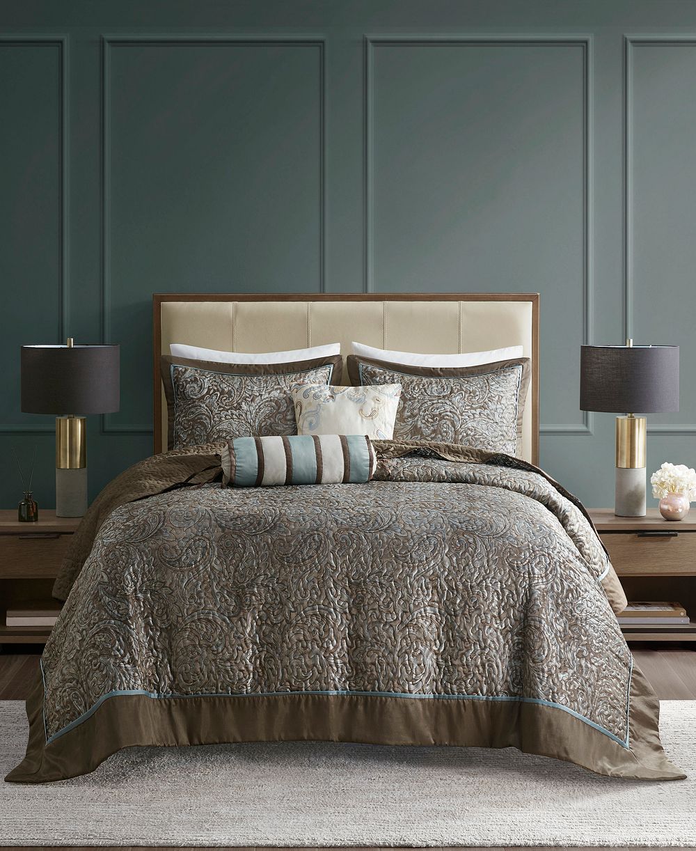 Комплект покрывал Madison Park Adeline Paisley Reversible Jacquard, 5-Pc., Queen