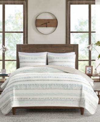Madison Park Fraser Reversible Printed Microfiber Seersucker 3-Pc. Quilt Set, King/California King