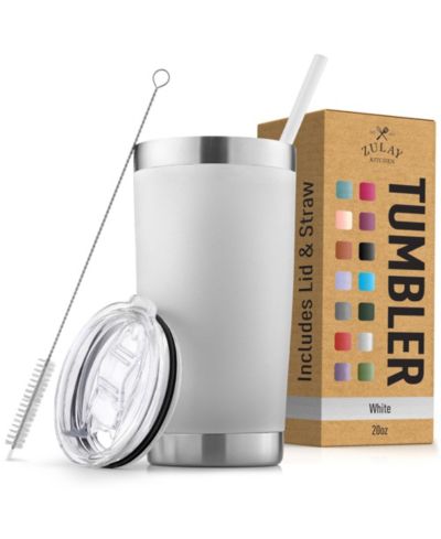 20oz Stainless Steel Tumbler w/ Lid & Straw, Insulated Travel Mug