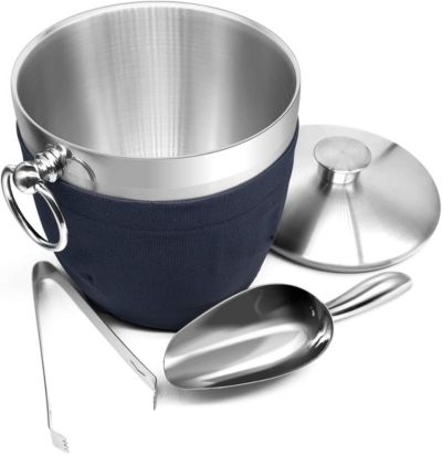 Mega Casa Insulated Stainless Steel Ice Bucket with Ice Tongs and Lid