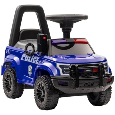 Aosom Police Truck Style Sliding Ride-On with Pretend PA System and Under-Seat Storage, 1 Rider, Ages 1.5+