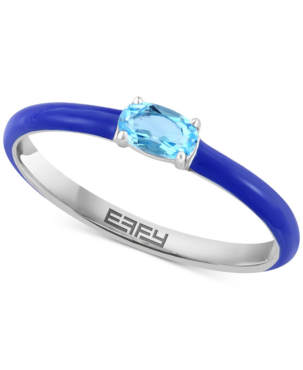 Кольцо EFFY® Pink Opal (1/6 ct. t.w.) & Enamel в Sterling Silver