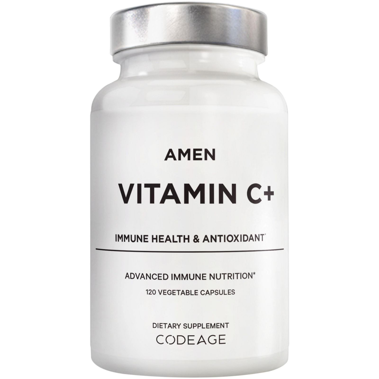 Добавка Amen Vitamin C+ с цинком, биофлавоноидами, кверцетином, шиповником и бузиной, Non-GMO, на 2 месяца - 120 капсул