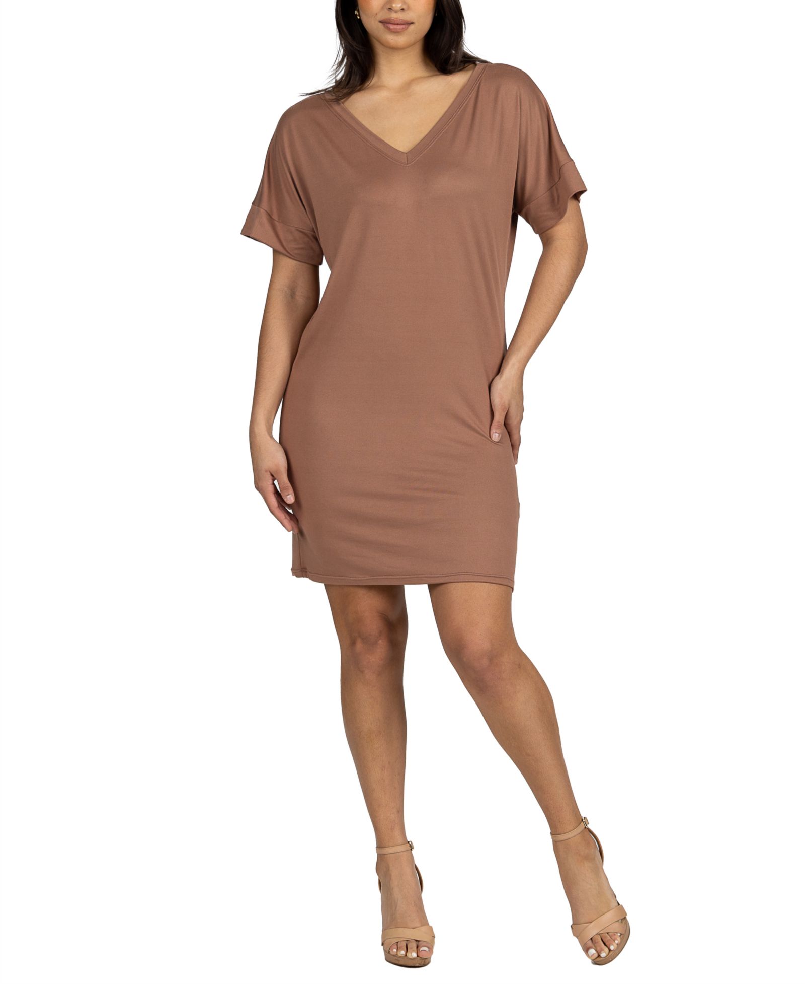 Женское платье длины до колена 24seven Comfort Apparel V Neck