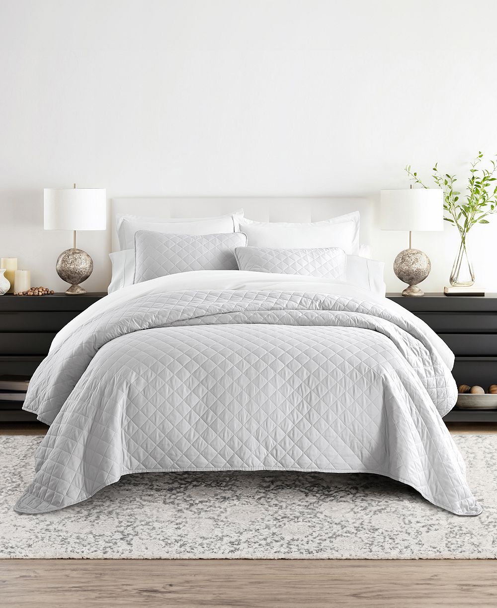 ienjoy Home Diamond Stitch 3-Pc. Lightweight Quilt Set, King/California King