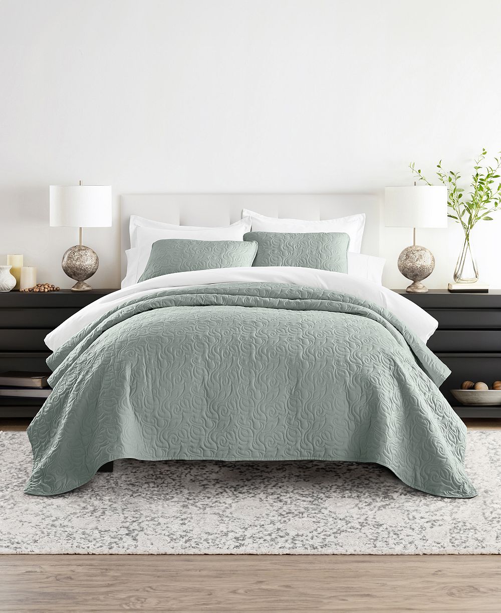 ienjoy Home Floral Stitch 3-Pc. Lightweight Quilt Set, Full/Queen