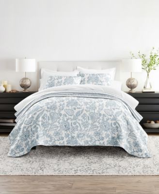 ienjoy Home комплект из 2 легких реверсивных стеганых покрывал Jacobean and Stripe, Twin/Twin XL